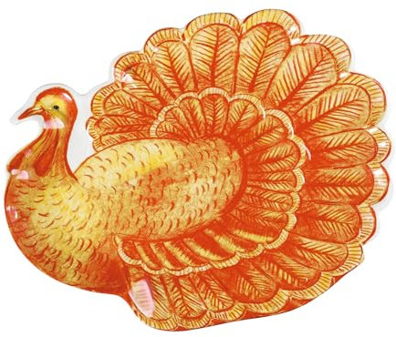UP ware Glitzer-Servierplatte in Truthahnform, Melamin-Servierplatte, Thanksgiving-Party-Tablett, festliches Herbst-Design, für Snacks, Vorspeisen und Desserts, Orange, 48,3 x 38,1 cm
