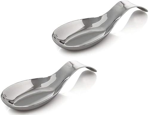 Kitchen Kemistry Acero Inoxidable Reposa Cucharas para Mostrador de Cocina, Soporte para Utensilios de Cocina para Cucharones, Pinzas y Espátulas, Reposa Cucharas para Trabajo Limpio- Paquete de 2