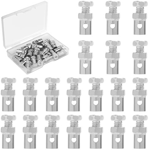 XIHIRCD 20pcs Universal 1/8 Throttle Brake Cable Ends, Premium Metal Go Kart Throttle Cable Stops Locks Kit Bike Bicycle Brake Cable Clamp Cap Practical Parts Accessories(Silver)