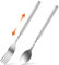 YUXIANLB Extendable Fork Spoon 2Pcs Stainless Steel Long Extending Fork Extended BBQ Telescopic Fork Dinner Retractable Spoons Extension Fork Spoon Extends to 25 Tableware for BBQ Fruit