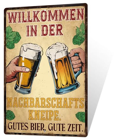 Putuo Decor 1 Stück Vintage Metall Bar Blechschild, Zinn Zeichen Wand Kunst Dekor für Home Bar Pub Club Garage Mann Höhle Dekor 7,8 x 11,8 Zoll (Willkommen in der)
