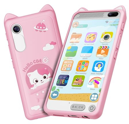 E teacher Kinder Handy Smartphone, 3.97 Dual Kamera Digitalkamera für 3–12 | 220+ Spiele, 190+ Zeichnung, Elternkontrolle, Kinder Smart Phone Kinderhandy für Geburtstagsgeschenk