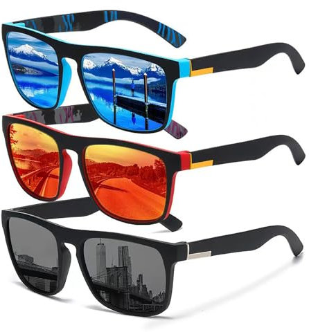 Qinsky Polarizadas Gafas de Sol para Ciclismo,3 Pcs Gafas de Sol polarizadas Polarized Sport Sunglasses Gafas Unisex para Pesca/Running/Senderismo