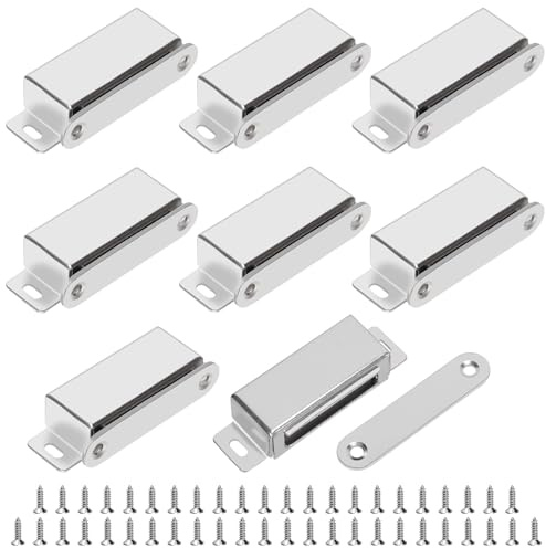 Keadic 8Pack Silver Magnetic Door Catch Door Magnetic Catch Stainless Steel, Heavy Duty RV Magnetic Cabinet Latches with Mounting Screws Cabinet Magnets for Home Kitchen Cupboard(40LB)