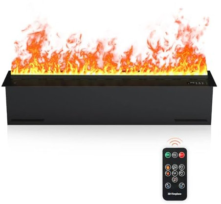 Water Vapor Electric Fireplace Stove Water Vapor Fireplace Stainless Steel Electric Fireplace 3D Flame, Atomized Fireplace with APP, Suitable for Living Room, Hotel Intelligent Ultra-thin,70cm/27.5in