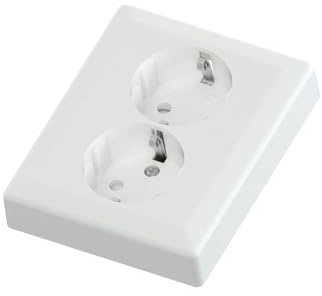 Temolink Double Prise Schuko Encastrable, Prise Électrique Murale pour Intérieur, 250 V 16 A, 103 × 84 mm, Blanc