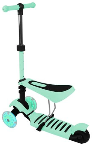 Balance-Roller für Kinder von 2 Jahren bis 50 kg, Tretroller mit drei Rädern, leicht, mit Höhenverstellung, LED-Räder, Höhe Scooter, Grün