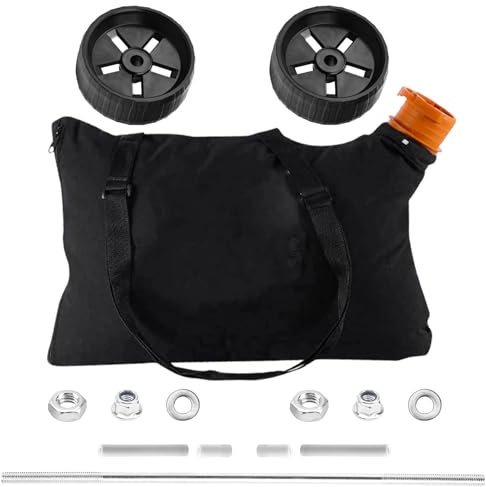 ZHIXING 50026858 Trivac Leaf Collection Bag & 2 Pcs Replacement Wheel Compatible with Worx WG509 3-in-1 Electric Leaf Blower Mulcher Vacuum Replaces 314148001 50015035