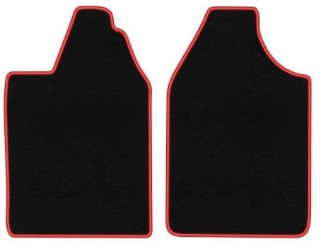 Velours-Fußmatten passend für Aixam City 2015-, Schwarz-Rot, CARLUX | passend für Microcar; Velours-Teppich (Polypropylen), ca. 6,5 mm; rutschfest, Universal-Befestigungen