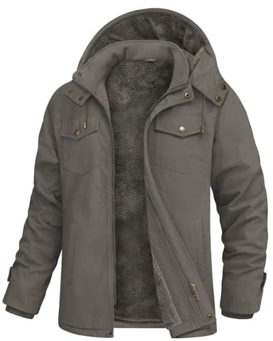 Lonya Giacca Invernale Uomo Militare Casual Cotone Calda Giacca in Pile da Uomo Cargo Multitasche Giubbotto Classico Antivento Jacket Invernali con Cappuccio