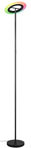 Reality Leuchten LED Stehleuchte Samba R43411132, Metall Schwarz matt, inkl. 17 Watt RBG LED, Fernbedienung, dynamischer Farbwechsel, dimmbar, Nachtlicht
