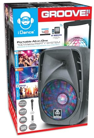 iDance Boombox avec lumière en wielen en micro
