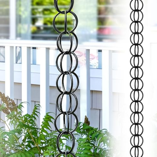 yurstcggh Dachrinnenkette Regenablaufkette,Kette für Dachrinnenablauf,Regenkette Japanisch,für Pavillon/Terrasse/Garten,Aufhängen an der Dachrinne 3m(10ft) Schwarz