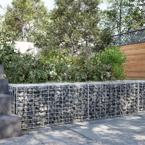 Pflanzgefäß Hochbeet Pflanzkübel,Gabione mit Deckel 200x50x50 cm Verzinktes Eisen,Hochbeete Kit Für Balkon,Terrasse,Einfach Zu Bedienen