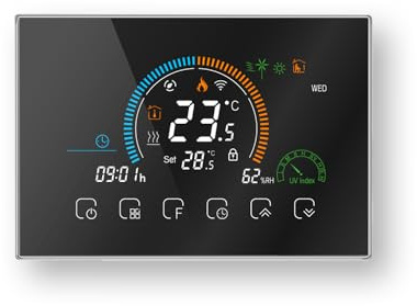 MelkiSmart Wi-Fi Termostato Serie 8000 per Caldaia di Riscaldamento | con Display Touchscreen Programmabile, Controllo Remoto da Cellulare, Compatibile con Alexa, Google Home e IFTTT