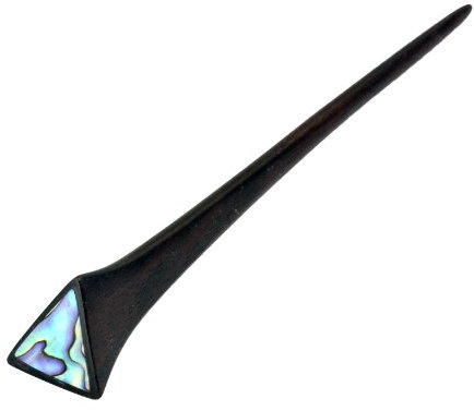 ISLAND PIERCINGS Haarnadel, Handarbeit aus Holz mit Perlmutt Einlage, HN201, Frauen, ca. 17 cm, 1 stück