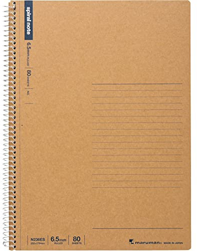 Maruman Spiralnotiz Basic (N236ES), 17,9 x 25,2 cm (B5), 6,5 mm, 32-liniert, 80 Blatt