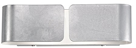 Ideal Lux CLIP AP2 small Suitable for Indoor Use E27 Silver – Wall Lighting (Surfaced, Bedroom, Silver, Metal, IP20, 2 bulb (S))