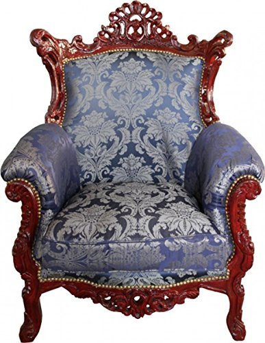 Casa Padrino Barock Sessel Al Capone Mod2 Royalblau Muster/Braun Rot Möbel Antik Stil - Limited Edition