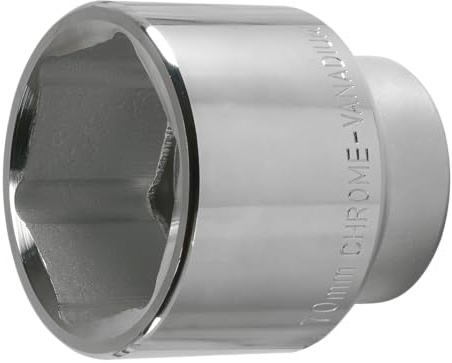 SW-Stahl 07675L-70 Steckschlüsseleinsatz 1 Zoll - 70 mm Nuss Sechskant | Kurze Ausführung - Chrom-Vanadium-Stahl - Hochglanzverchromt - Antrieb 25 mm - Premium Nuss für Außensechskant Schrauben