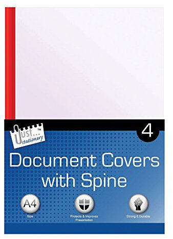 Just Stationery Klemmbinder, Format A4, transparente Deckel, farbig sortierte Rücken, 4 Stück