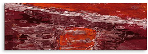 Paul Sinus Art 120x40cm Panoramabild abstrakt Leinwanddruck Kunstdruck Wandbild rot weinrot weiß gemalt Grunge