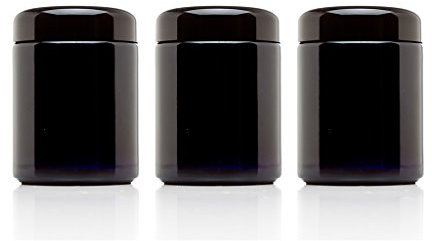 Infinity bocaux 250 ML (251,4 ML) Haut Noir Ultraviolet Rechargeables Vide Bocal en Verre avec Couvercle à vis