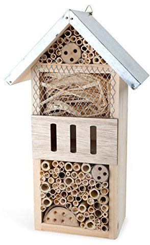 Legler 1268 Städtetrip aus Holz mit praktischer Aufhängung, Nisthilfe und Überwinterung für Insekten, Garten-Deko Insektenhotel, Natur, 18.5 x 10.5 x 32 cm