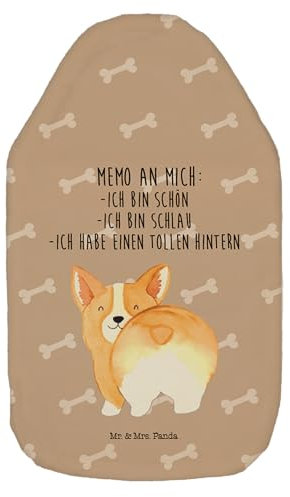 Mr. & Mrs. Panda Wärmflasche Corgi Po - Geschenk, Körnerkissen, Hundemotiv, Wärmekissen, Hundeliebe, Kinderwärmflasche, Motivation, Wärmflasche mit