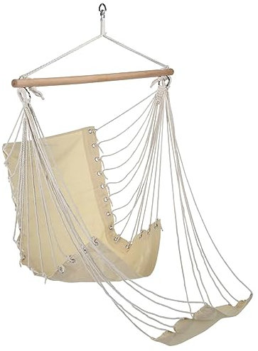 Hi Chaise Hamac avec Repose-Pieds Fauteuil Suspendu Chaise Balançoire Siège Suspendu Jardin Terrasse Patio Extérieur Arrière-Cour Toile de Coton
