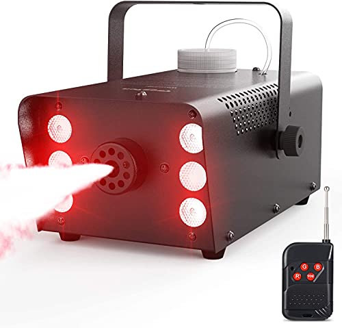 Nebelmaschine, Theefun 500W Nebelmaschine 7 farbige 6 LEDs Tragbare Rauchmaschine mit Kabellos Fernbedienung für Halloween, Party, Weihnachtsgeschenke, Hochzeit