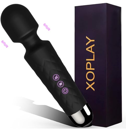 G Spot Wand Vibrator for Women, XOPLAY 20 Modes Powerful Dildo Clitoral Stimulator, Wireless Quiet Waterproof USB Rechargeable Anal Toys Adult Sex Toys Gift for Couples Female Masturbation Black