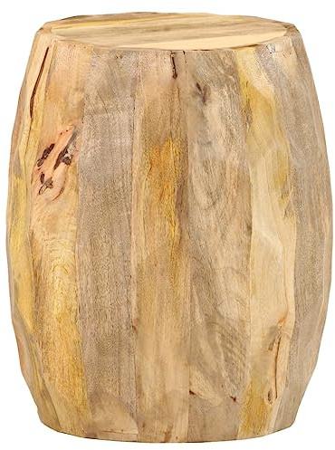 vidaXL Mangoholz Massiv Fasshocker Vollständig Handgefertigt Beistelltisch Sitzhocker Blumenhocker Blumenständer Schemel Holzhocker Deko Hocker