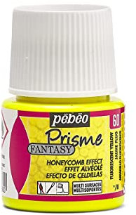 Pébéo – Fantasy Prisme Jaune fluo – Peinture Jaune fluo Effet Alvéolé – Rendu fluo – Peinture Multisupport - 45 ml