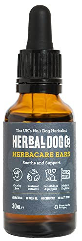 Herbal Dog Co Natural Dog Ear Drops, 30ml - Itchy Ears Tonic for Dogs & Puppies - Cleans Ears, Stops Scratching - All-Natural, Vegan, Made in UK