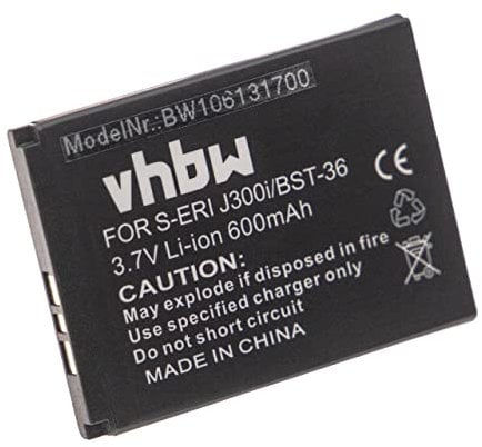vhbw 1x Akku kompatibel mit Sony-Ericsson T250i, T270, T280i, W200, T270i, T280, Z310i, W200i Handy Smartphone Telefon (600 mAh, 3,7 V, Li-Ion)