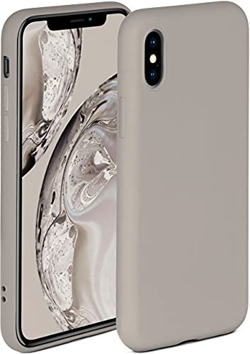 ONEFLOW Soft Case für iPhone X/iPhone XS Hülle aus Silikon mit Kameraschutz, Silikonhülle mit erhöhtem Schutz fürs Display, Backcover Schutzhülle, weiche Handyhülle, Taupe