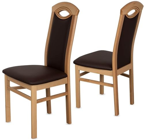 Staboos CH58 Esszimmerstuhle 4er Set Holz Stuhl bis 150 kg - Fertig montiert - Küchenstuhl gepolstert mit Ruckenlehne - massiv Holz Buche (Natur - Braun)