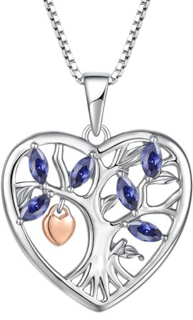 YL Lebensbaum Halskette und Vorhängeschloss 925 Sterling Silber Stammbaum Schloss Dezember Geburtsstein Tanzanit Schmuck Geschenke für Damen Mutter Freundin