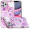 nancencen Handyhülle für iPhone 11 Pro Max (6.5) Hülle, Premium TPU Ultra Dünn Silikon Transparent Softshell Schutzhülle, Stoßfest Bumper Glitzer Marmor Blume Design Case Cover (Lila Blume)