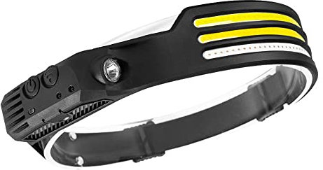 Wisada LED Stirnlampe, Wasserfeste COB Stirnlampe Taschenlampe LED Kopflampe, 330 Lumen Superheller COB Induktion Stirnlampe für Camping,Laufen,Wandern (Gelbes+Rot+Weißes Licht)