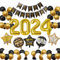 Silvester Deko Set 2025 - Schwarz Gold Neujahr Party Silvesterdeko, 2025 Folienballons, Happy New Year Banner, Neujahrsdeko Silvester Luftballons