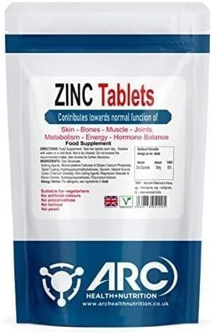 Zinc Supplements for Men & Women 50mg - High Absorption for Skin, Hair and Nail - Immunity Supplements -120 High Strength Zinc Tablets (Not Gummies or Liquid)