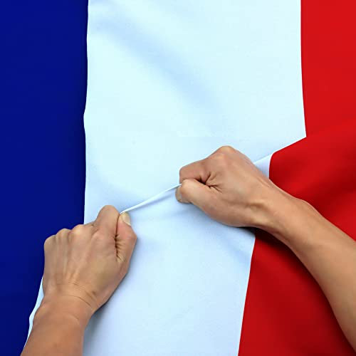Anley Rip-Proof Double Sided 3-Ply France Flag 3x5 Ft - Canvas Header and Wrinkle Resistant - The Longest Lasting French National Flags 3X5 Ft