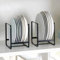 Kiswleon 2 Stück Teller Organizer Schrank,Tellerhalter Metall Tellerständer Einfach Teller Organizer mit Leicht zu Tragenden Griffen,Dish Drying Rack für Teller Schneidebretter Topfdeckel(Schwarz S)