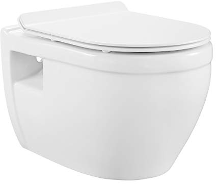 Ivy Wall Hung Elongated Toilet Bowl, Black Hardware