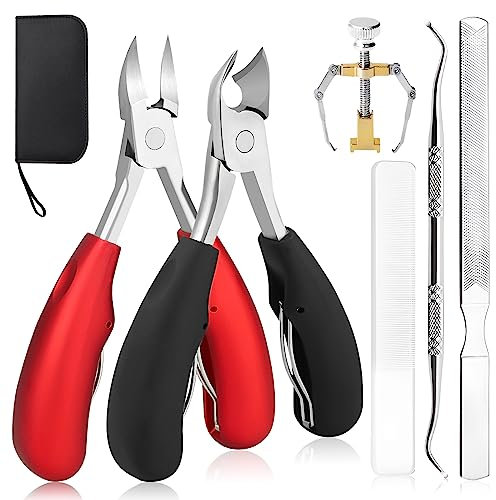 Set di 6 pinze professionali per unghie dei piedi, super affilate, in acciaio inox, per unghie spesse e incarnite, forbici, per anziani, pedicure per paronichie onicomicosi
