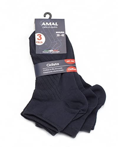 AMAL SOCKS Calzini corti alla caviglia in pregiato cotone Filo di Scozia Chiffon, da uomo e donna unisex, calzini sneakers bassi, traspiranti ed elasticizzati | 6 Paia| Prodotto italiano