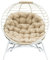 Outsunny Fauteuil Cocon œuf sur Pied Pliable dim. 118 x 75 x 142 cm avec Coussin Beige métal en résine - Blanc et Beige