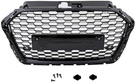 Kühlergrill Wabengrill PDC Schwarz Glanz kompatibel für Audi A3 8V Facelift nicht RS3 ab 2016 DM Autoteile 2-4010